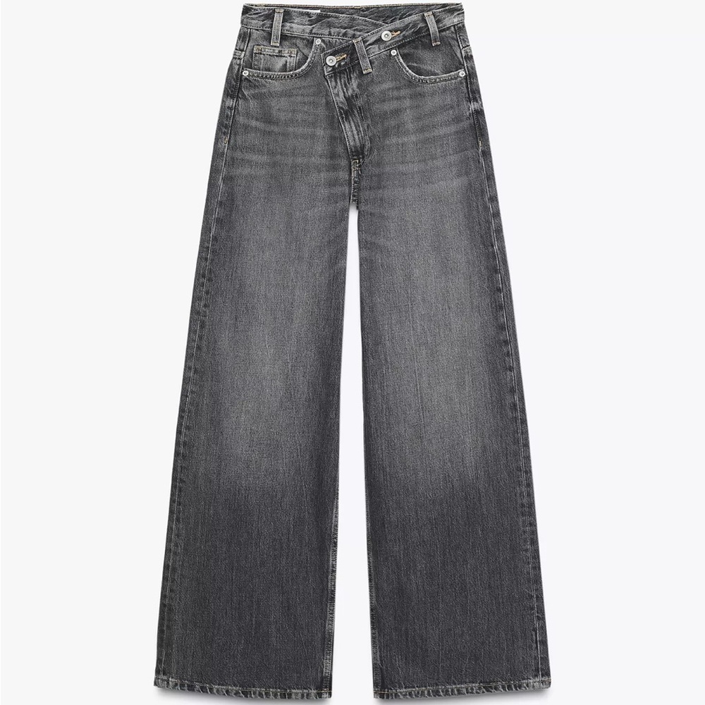 Zara Charcoal Wide-Leg Jeans